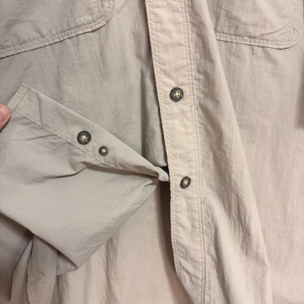 North‎ Face Hiking Shirt Men XL Tan Nylon Roll Tab Utility Gorpcore Fishing
